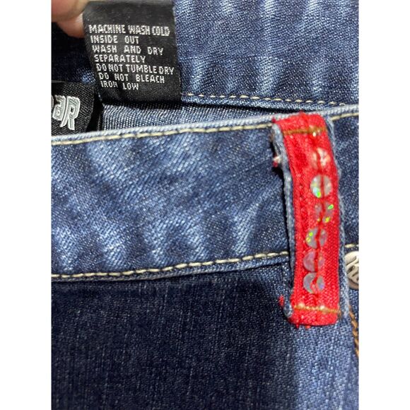 Deadstock RocaWear Y2k Low Rise Baggy Wide Leg Dark Jeans 15/16 - Picture 7 of 12